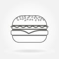 Burger line icon. Outline hamburger and fast food symbol. Vector illustration.